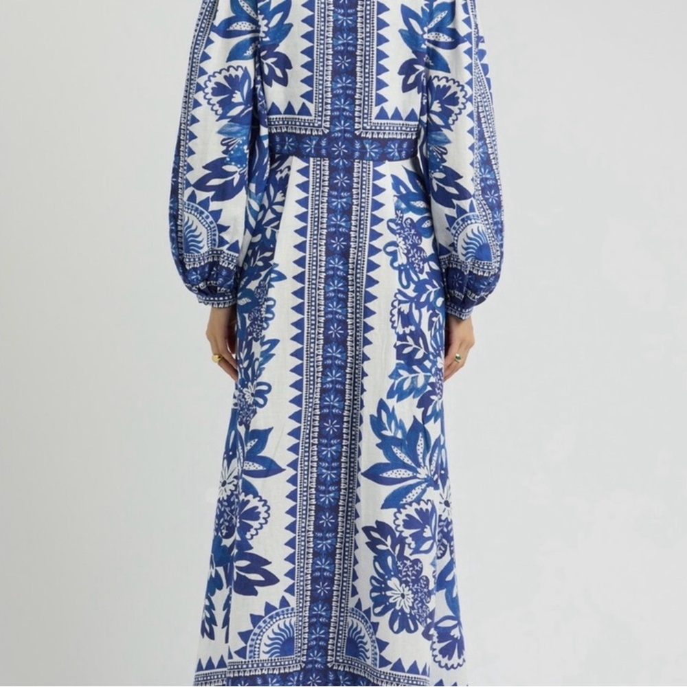 Farm Rio Floral Blue and White Maxi Dress NWOT - Picture 3 of 6